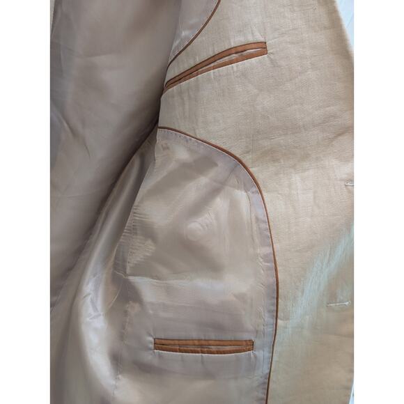 Ivory Linen 2 Button Notch Lapel Blazer 44R by Saddlebred EUC - Picture 4 of 16